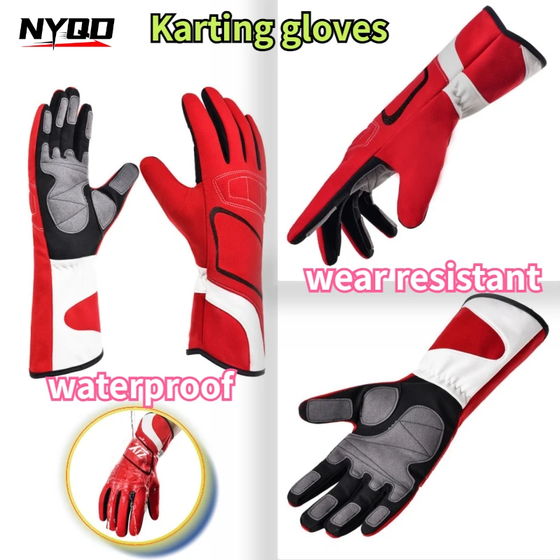 Guantes de carreras de Karting al aire libre, guantes deportivos antideslizantes y absorbentes de golpes, equipo todoterreno, guantes de dedo largo transpirables