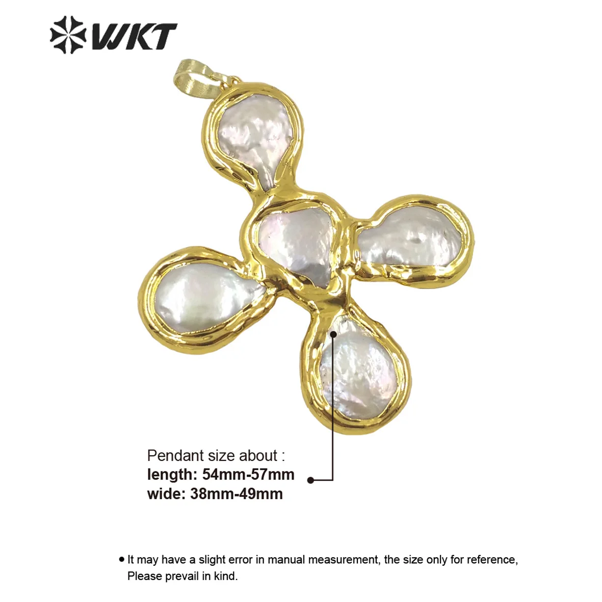 WT-JP273 Classic Wholesale And Best-Selling Product Cross Freshwater Pearl With 18k Gold Plated Pendant Semi-Finished Jewelry