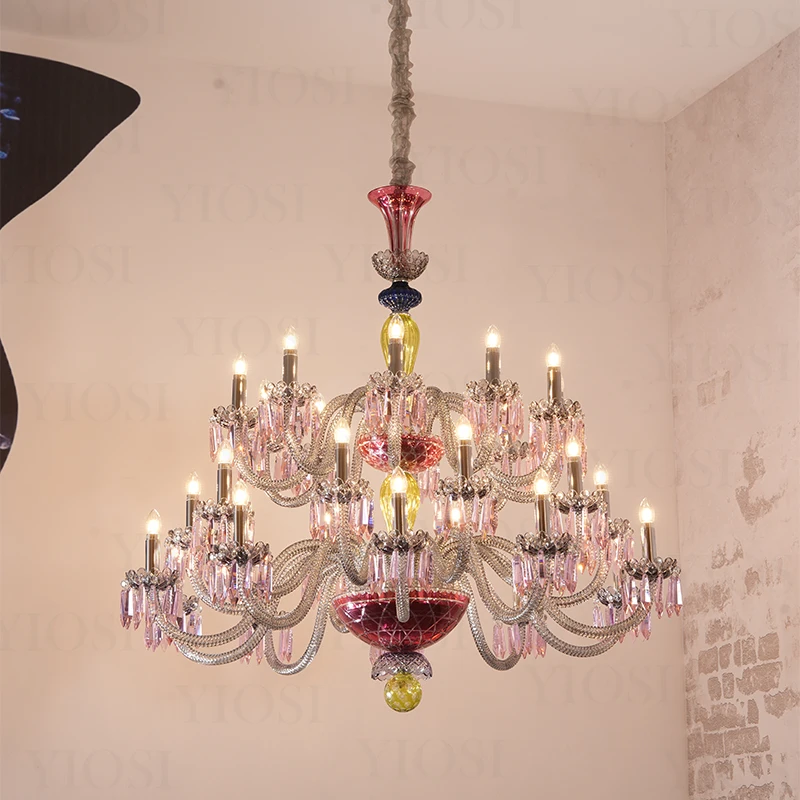 Villa luxury crystal chandelier French living room stairs bedroom chandelier hotel lobby design decoration