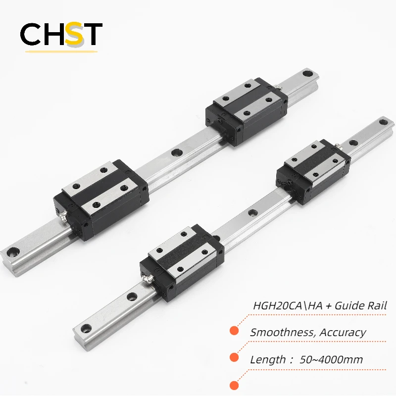 2pc 20mm HGR20 Linear Guide Rails 200mm to 1600mm + 4pc Blocks HGH20CA HGW20CC CNC Router Engraving XYZ Automatic Take-out Robot