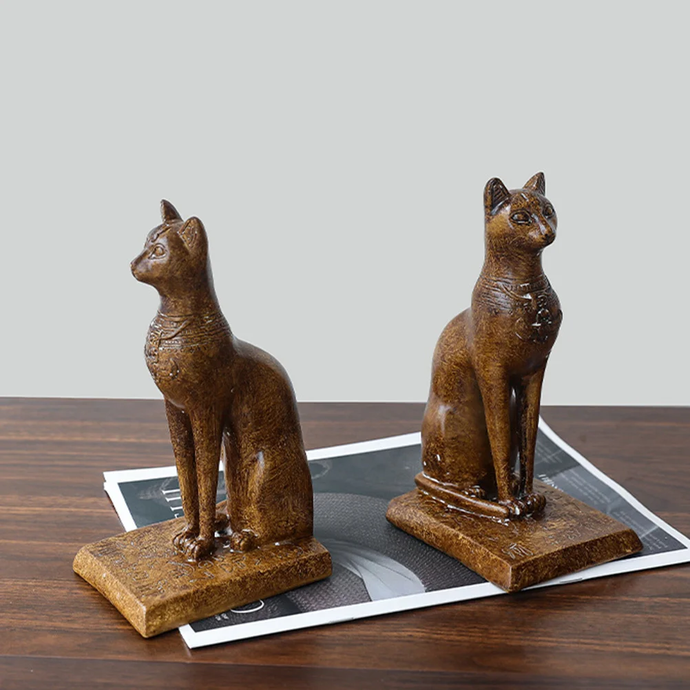 

Egyptian Cat Bookends Resin Material Cartoon Desktop Organizer For Books Files Magazines Office Home Library