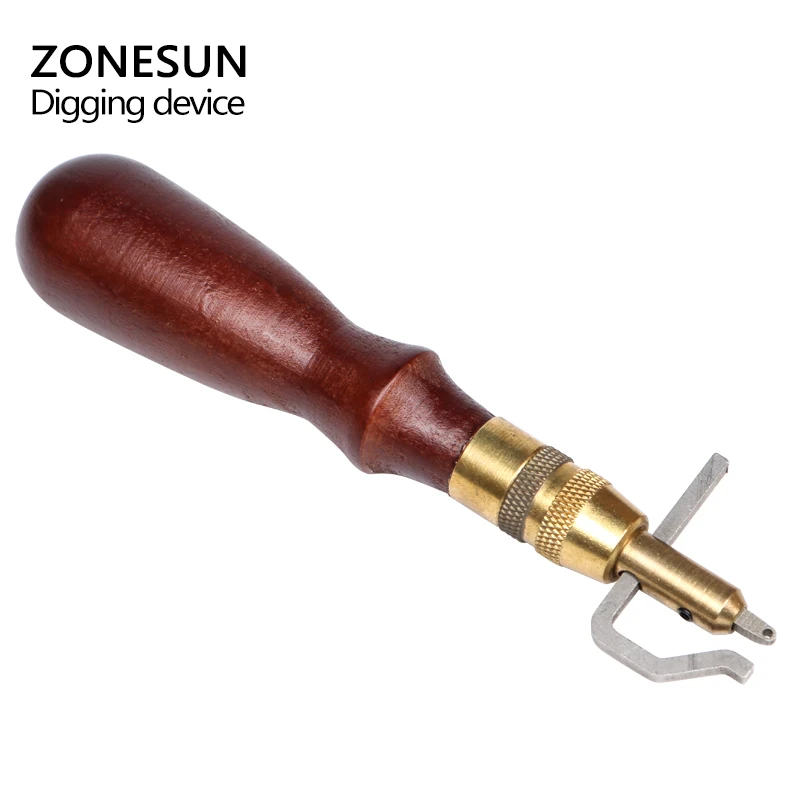ZONESUN 5 in 1 DIY Adjustable Leather Groover Tool Set, Stitching Groover Creasing Tool & 3 Replaceable Edge Bevelers