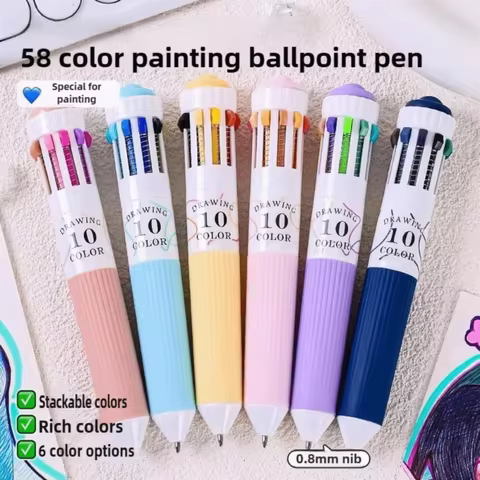3Pcs/Box Gifts 10 Color Drawing Ballpoint Pen Retractable 0.8mm Colored Pens Colorful Multicolor Pens for Painting Study Marking
