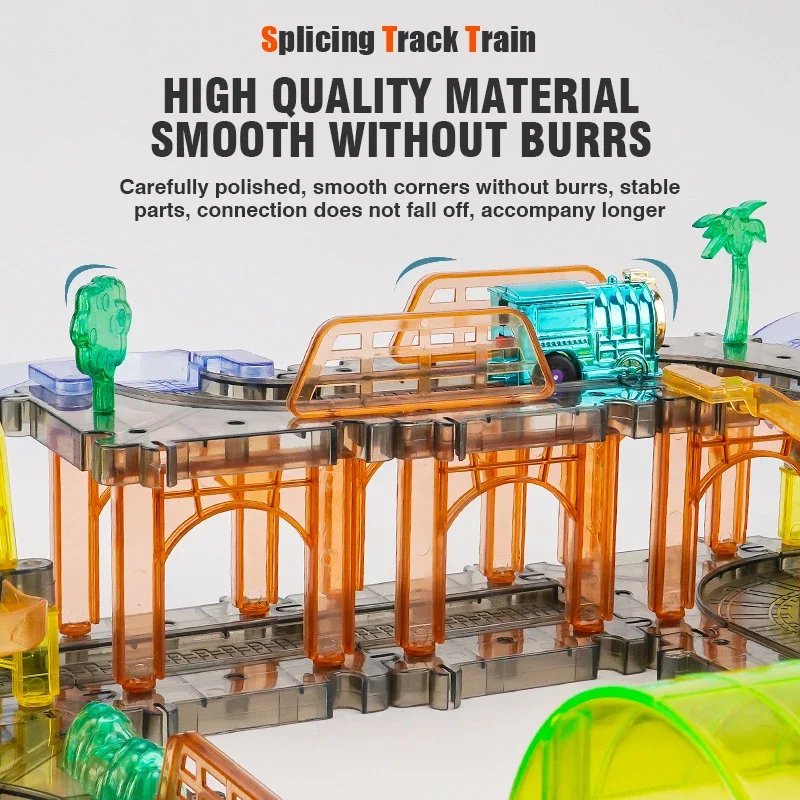 Electric DIY Track Train Set Splicing Interconnect Building Blocks Rail Train Kids Education Assembly Track Trains Boy Girls Toy