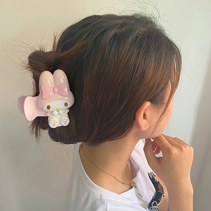 Kawaii Sanrio grampo de cabelo para meninas, cabelo doce garras, clipe bonito do tubarão dos desenhos animados, My Melody Cinnamoroll, Kuromi Acessórios