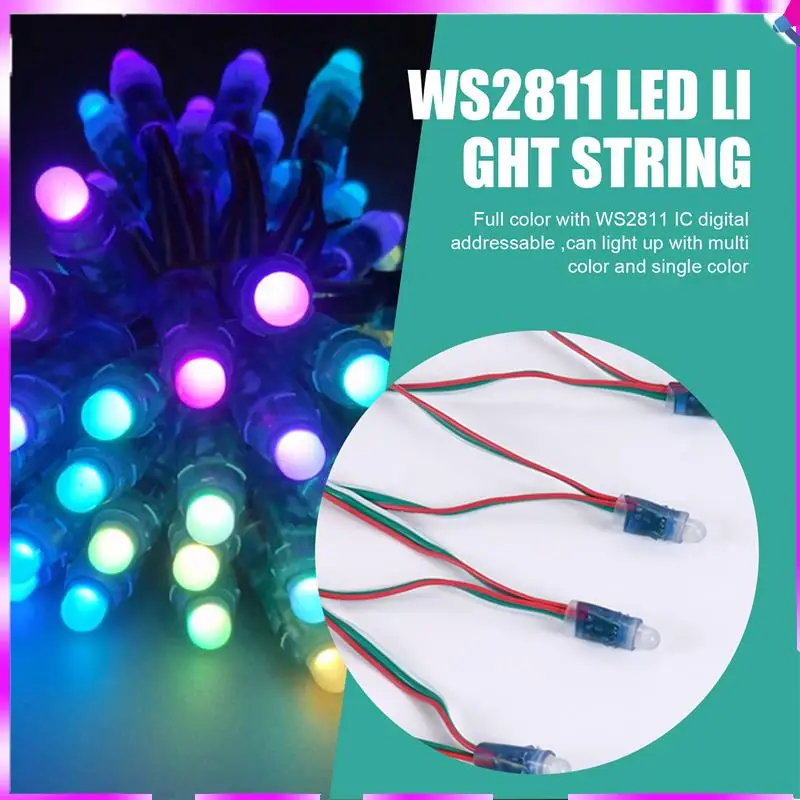

N96R 50Pcs WS2811 LED Pixel Light String Advertising Pouring Waterproof Full Color Perforated Light 12Mm DC 5V