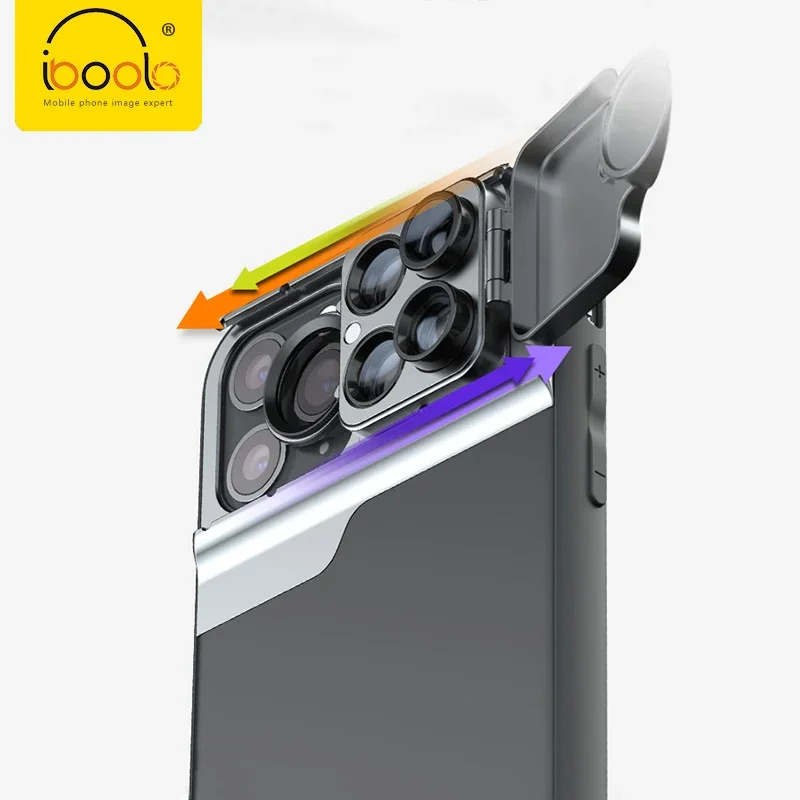 IBOOLO Smart Phone Gadget 5 In 1 Lens Kit CPL Filter Fisheye Telephoto Macro Camera Lens Case For IPhone 14 Pro Max