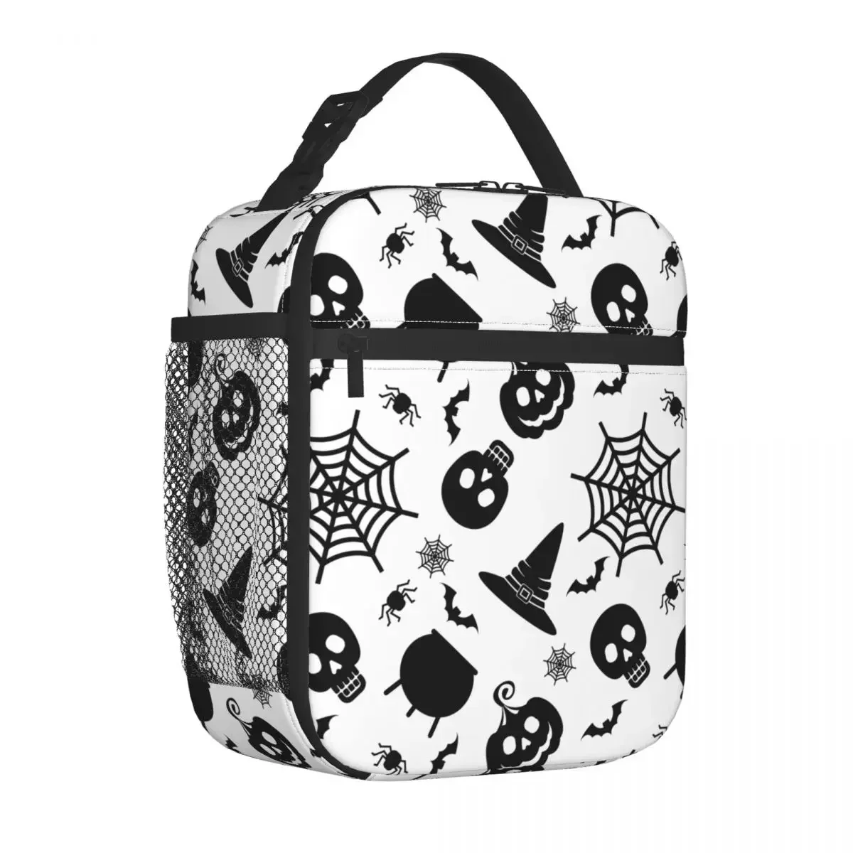 Halloween Pumpkins Bats Skull Insulated Lunch Bag Large Meal Container Cooler Bag Lunch Box Tote Work Outdoor Men Women