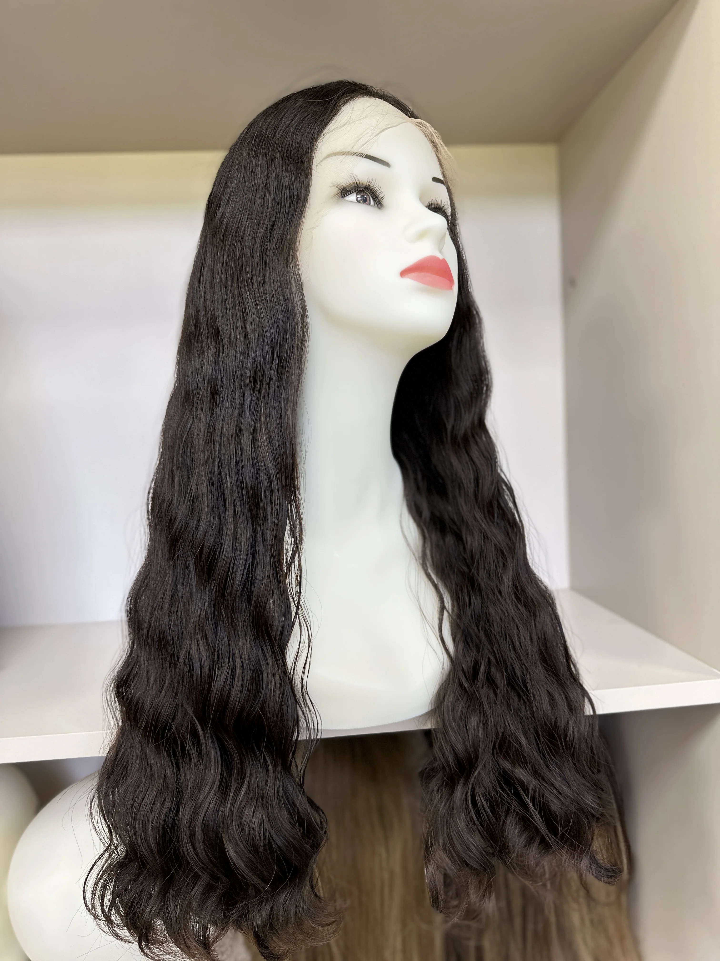 European Virgin Human Hair Lace Top Tsingtaowigs 28inch Wave Tiny Layer Kosher Wig For Women