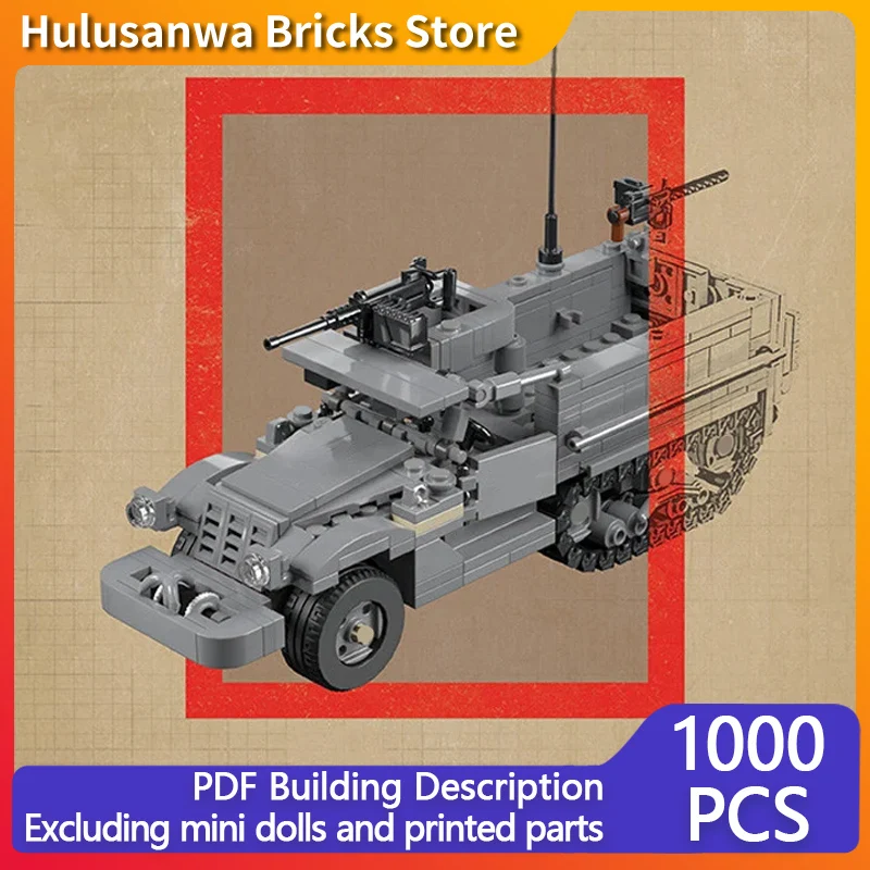 

M3A1 Half Track Vehicle Model MOC Building Bricks War Equipment Modular Technology Gifts Holiday Assemble Children Toys Suit