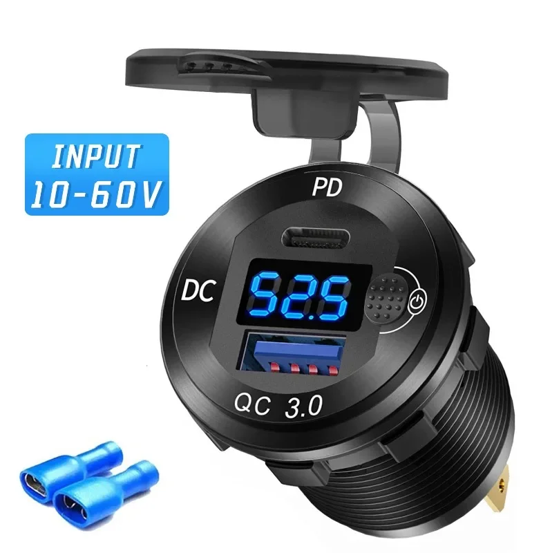 10-60V 광범위 전압 충전기, 골프 카트 및 UTV용 알루미늄 합금 전원 어댑터