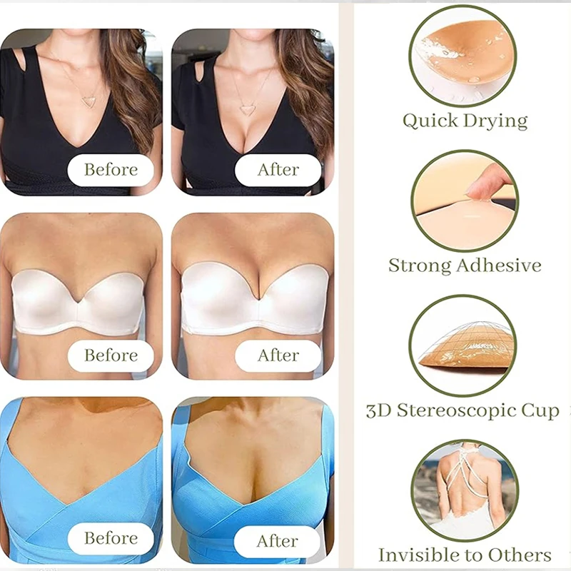 Dupla Face Sticky Push Up Bra Inserções, adesivo reutilizável, Ultra Lift mama, estofamento, Insert Cup, Enhancer Pads