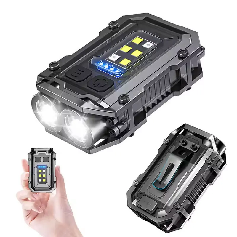 

Super Bright LED Flashlight USB Rechargeable Pocket Torch with Clip & Magnetic Base Mini Keychain EDC Light for Outdoor Camping