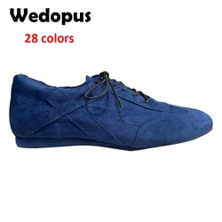 Wedopus Customized Unisex Navy Blue Line Dance Sneakers Women/Men Suede Sole Ballroom Summer Dance Shoes 28 Colors Available