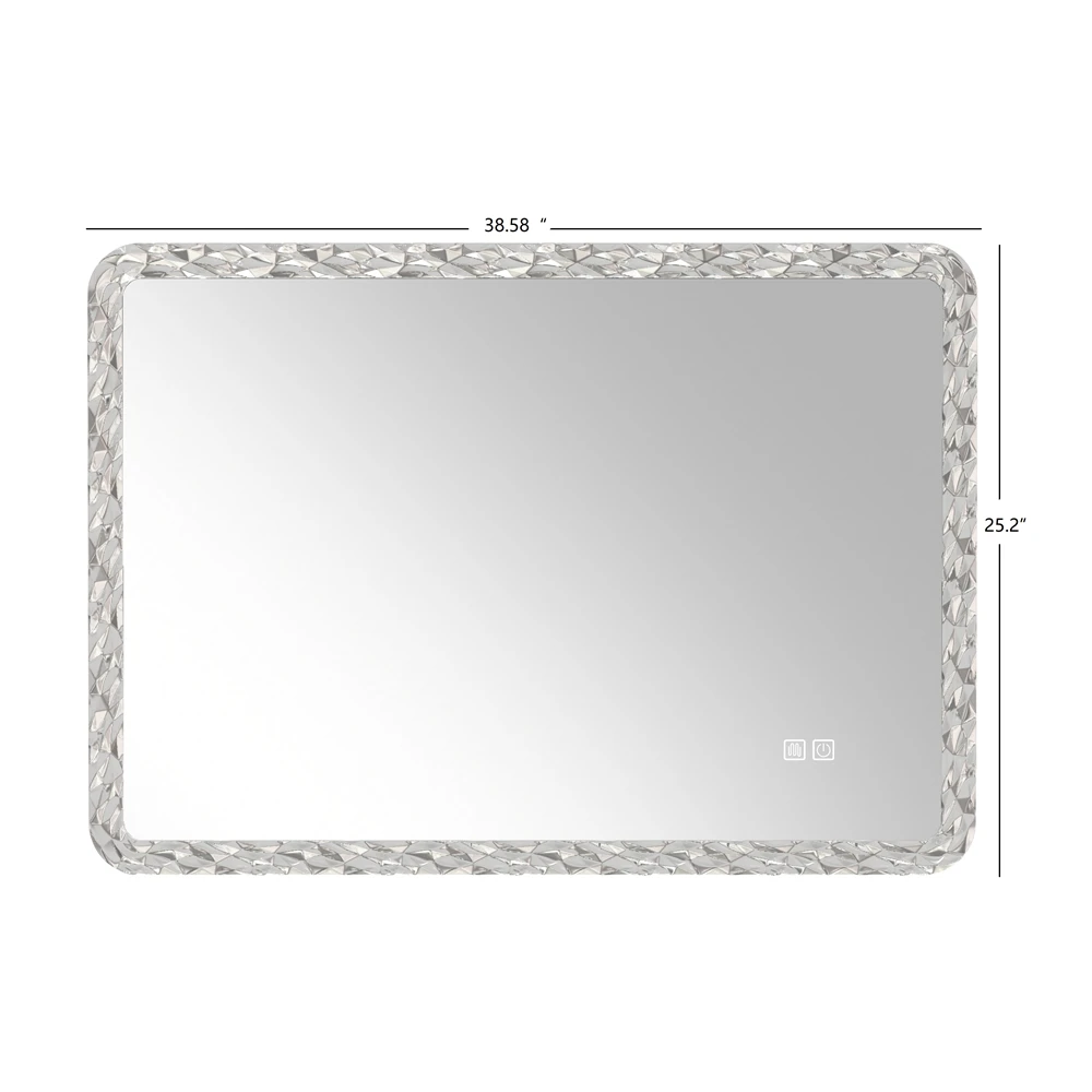 38.5X25 Inches Bathroom Mirror with LED Lights, Smart Mirror with Anti-Fog and Adjustable Brightness, Wall Mount Makeup Mirror