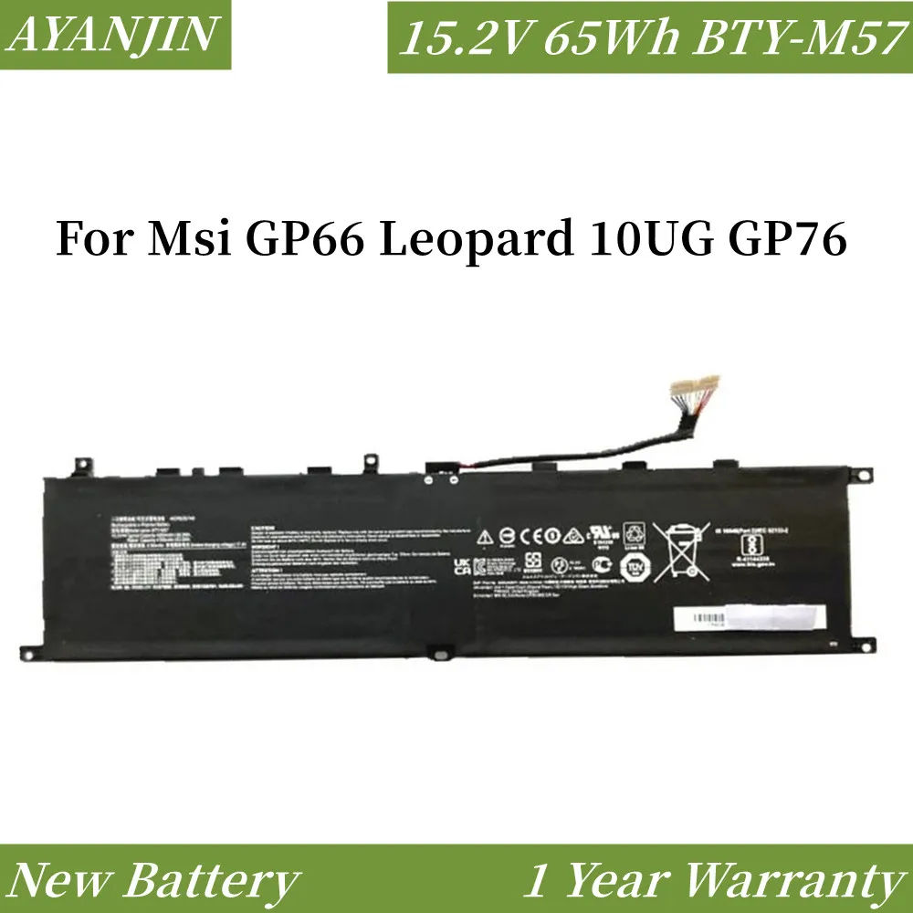 New 15.2V 63.2Wh 4160mAh BTY-M57 Battery For MSI GP66 Leopard 10UG or Stormtrooper 2 Pro GP76 series laptop