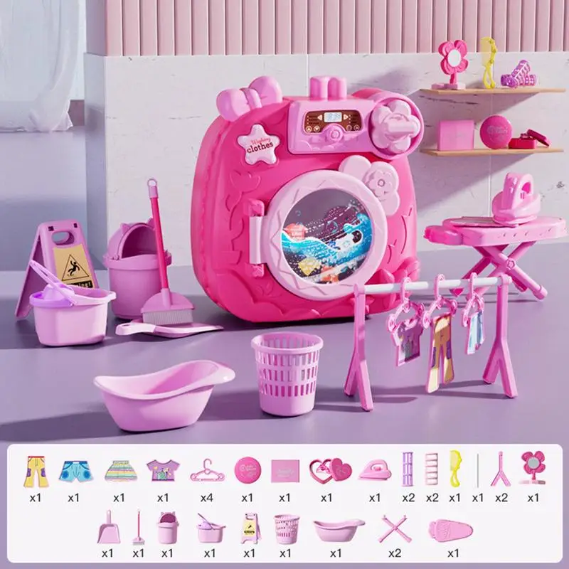 Machine à laver pour enfants, maison au beurre, jouets pour filles, jouets d'apprentissage et d'éducation, laveuse, ensemble de jouets pour anniversaire