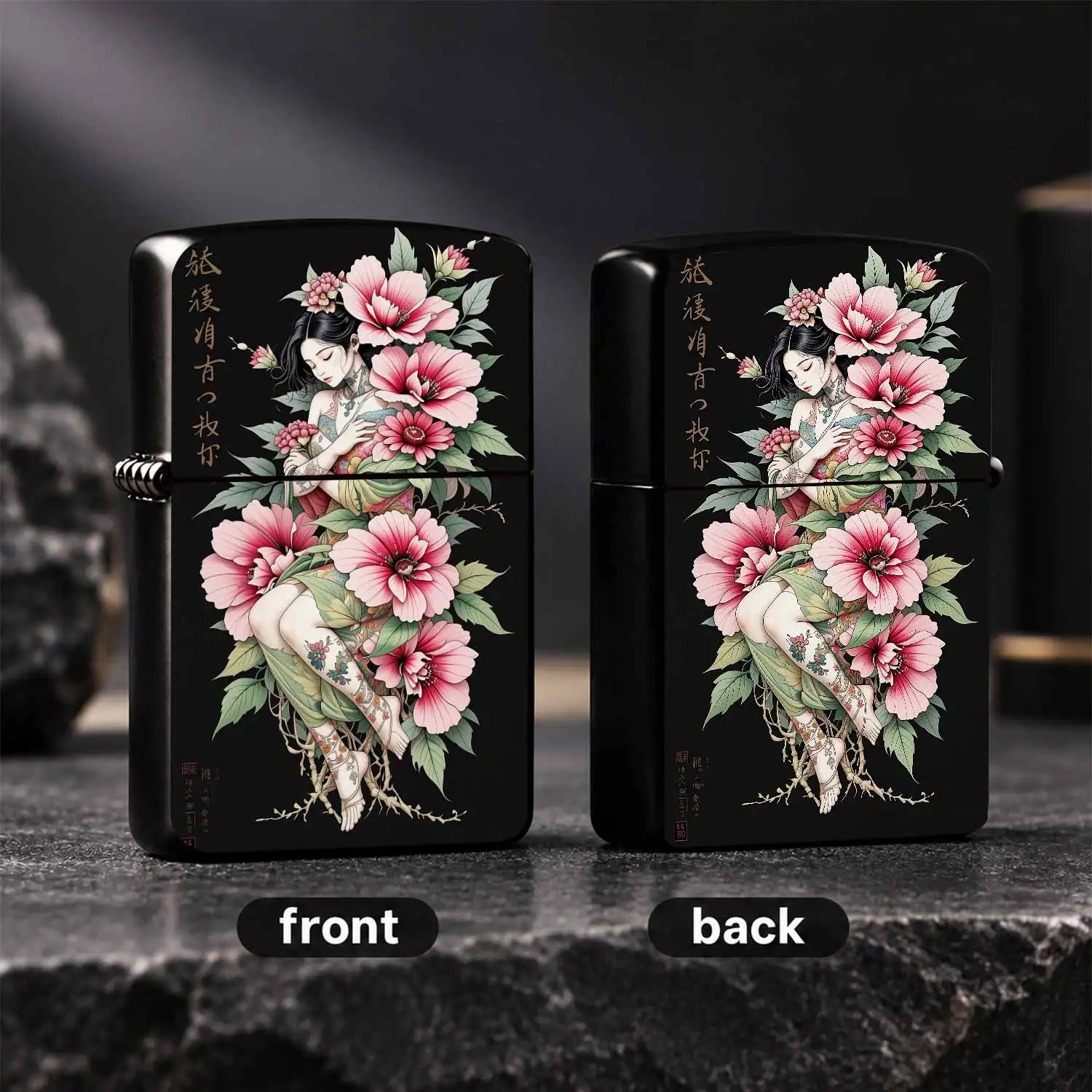 Vintage Ukiyo-E Style Lighter, Exquisite Floral Beauty Art Pattern Portable Igniter, Elegant Aesthetic Accessory For Daily Use, Gifting, Collection, Bar Home Outdoor Scenarios, Ideal Artistic Present For Art Lovers A Humorous And Interestin
