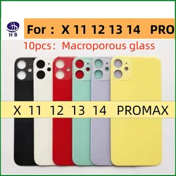 10 pieces Back Cover For iPhone X~14 Promax Full range model Large Camera Hole Replacement Rear Battery Glass Cover 13 Housing