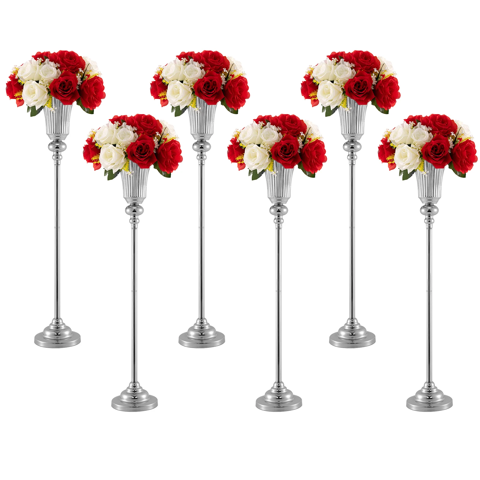 6pcs Floor Vases for Living Room, Metal Flowers Vase, Road Lead, Candelabra, Centerpiece, Wedding, Christmas, Home Decoration