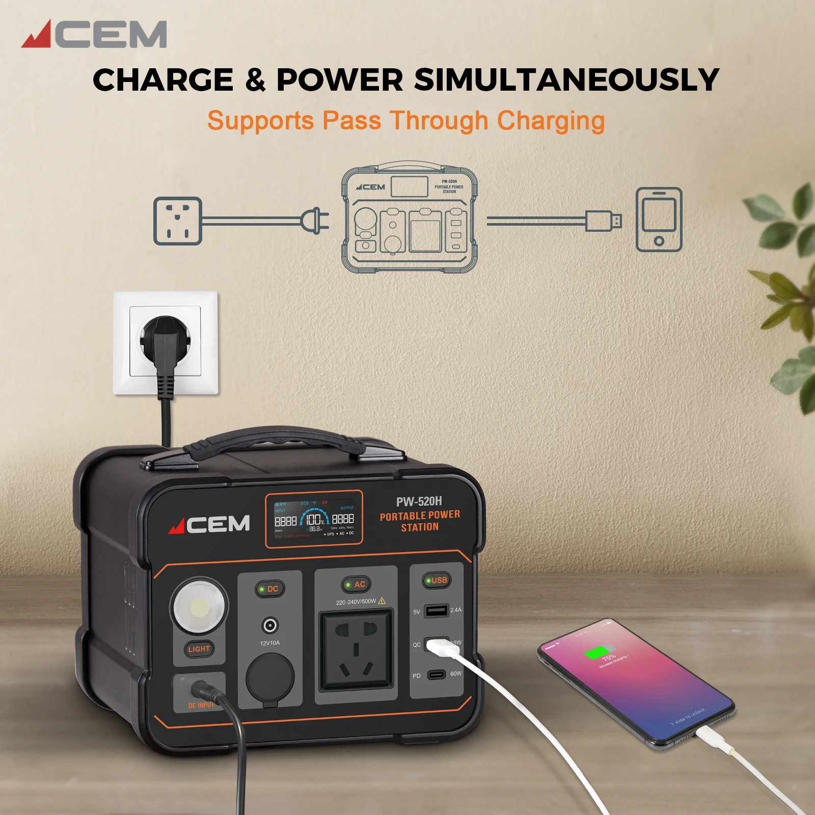 Robust & Reliable: 500W 0~40℃ Charging Temp Portable Power Station for All Your Adventures