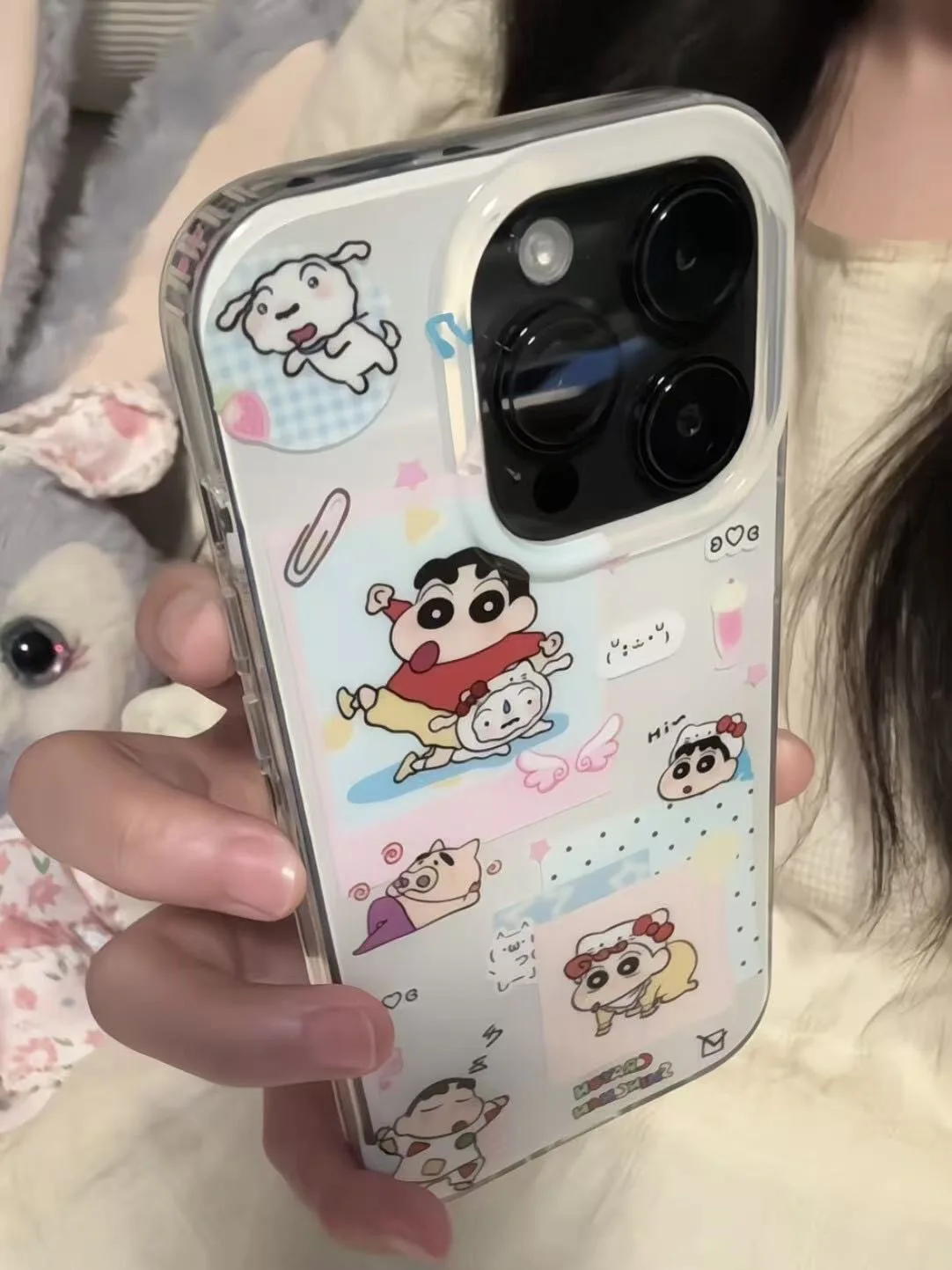 

Cartoon Cute angel wings Crayon Shin-chan Buriburizaemon Phone Case For iPhone 17 11 12 13 14 15 16Pro Max Plus Shin-chan Cover﻿