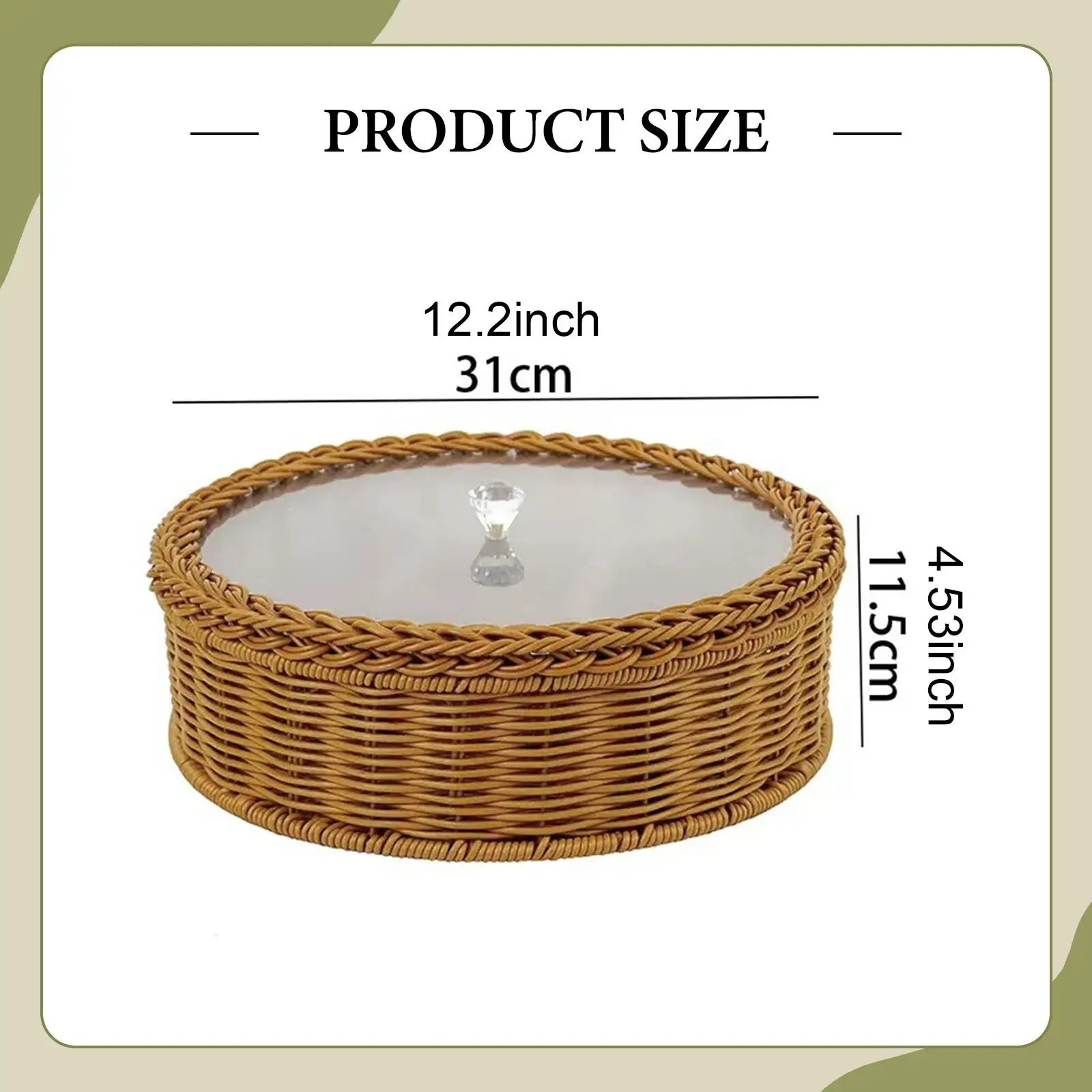 

Round Fruit Basket with Lid Divided Snack Serving Tray PP Acrylic Berries Tray for Home Kitchen Party