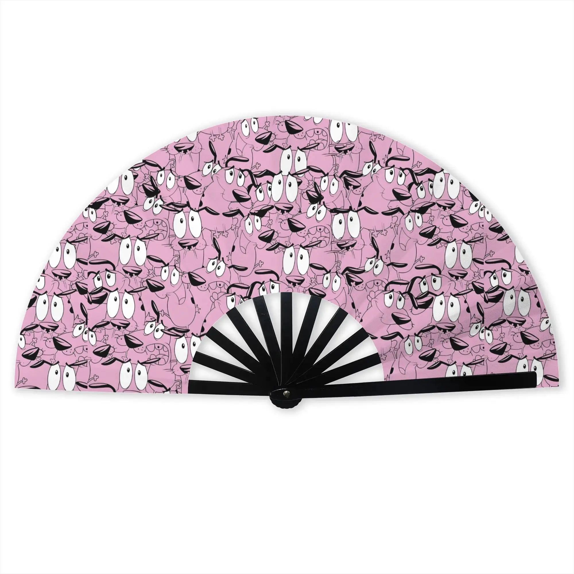 Courage The Cowardly Dog Folding Hand Fan Cartoon Courage Beagle Polyester Fabric Fan Funny Summer Accessory Decorative Fans