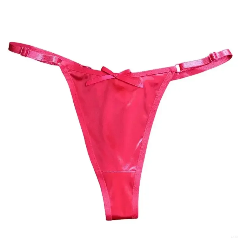 Tanga bajo para mujer, Tanga satén, lencería íntima, ropa interior atrevida con espalda en T, bragas, corbatas H8WF