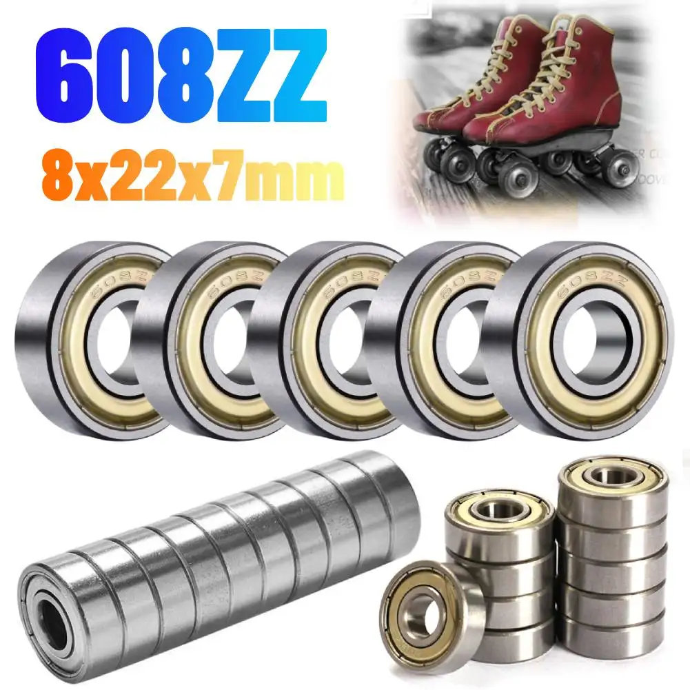 

50pcs 608ZZ Deep Groove Ball Bearing Double Shield Miniature Bearing Single Row Ball Bearings for Skateboards Inline Skates