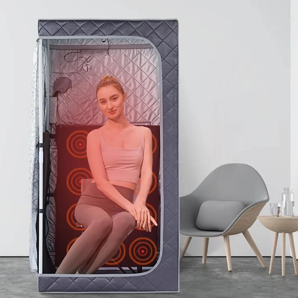 Full Size Portable Personal Infrared Sauna for Home, Personal Home Spa Tent with Remote Control, Heating Foot Pad, Foldable