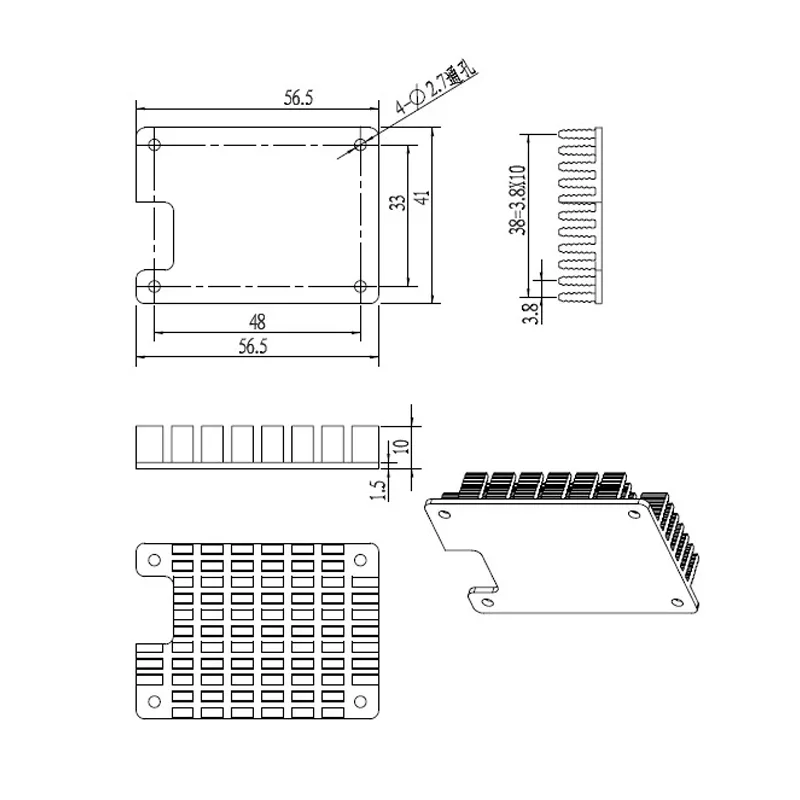 CM5 Heatsink Aluminum Cooling Solution with Thermal Pad for Raspberry Pi Compute Module 5