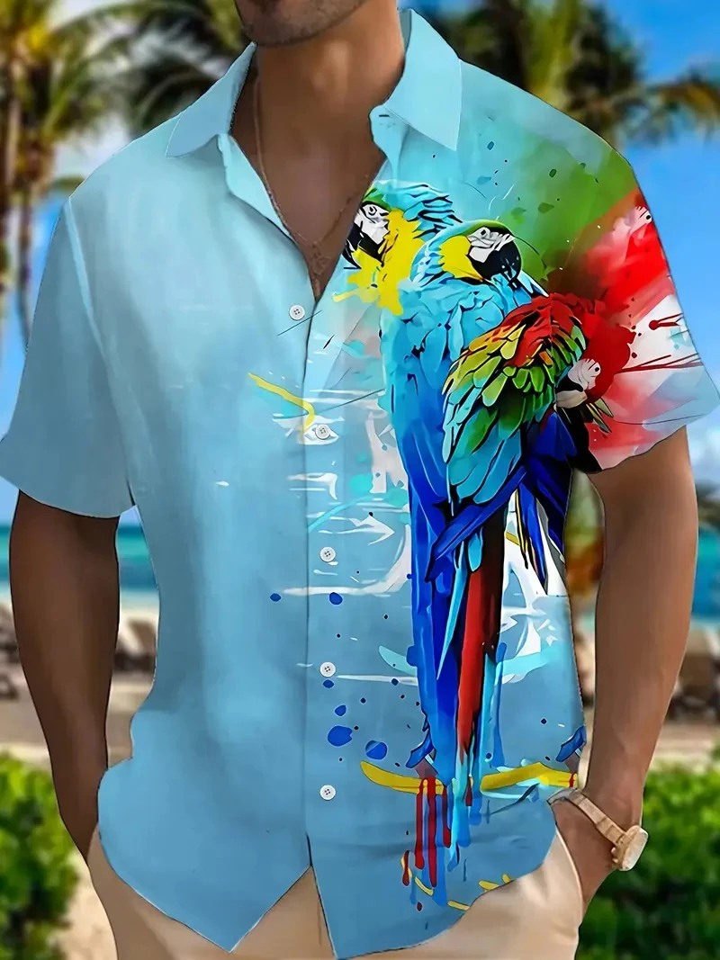 Outdoor Summer Men's Lapel Shirt Beach Style Casual 3D Printed Pattern Large OverSize Loose Men's Clothing Shirt Breathable tops