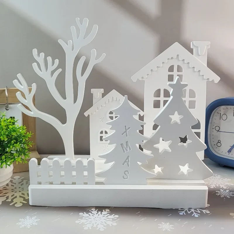 House Christmas Tree Candle Holder Silicone Mold DIY Christmas Ornament Candlestick Crafts Making Plaster Resin Casting Molds