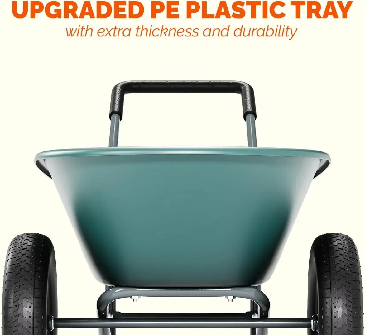 Upgrade 2 Wheel Wheelbarrow, Yard Cart with Padded Handlebar, 14 Inch