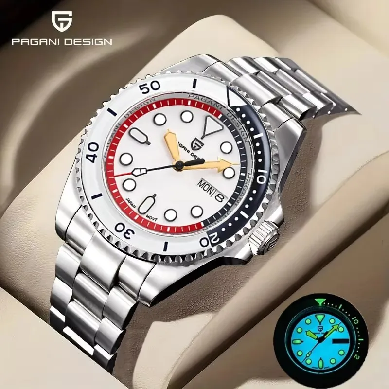 New PAGANI DESIGN Men's Mechanical Watch Luxury Automatic Watch Week Date NH36 100M Waterproof Men's Mechanical Watch