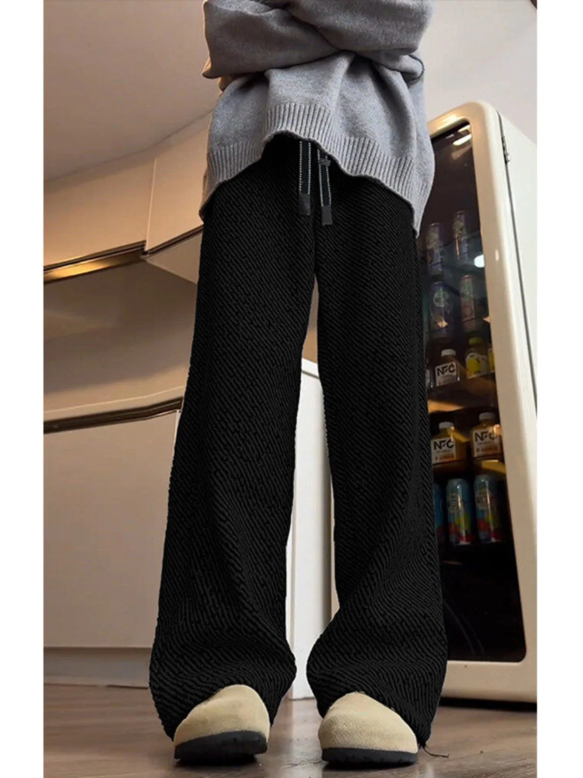 

Повседневные вязаные шерстяные брюки прямого кроя, удлиненные, молодежные, из смесового полиэстера, осенняя коллекция, модные