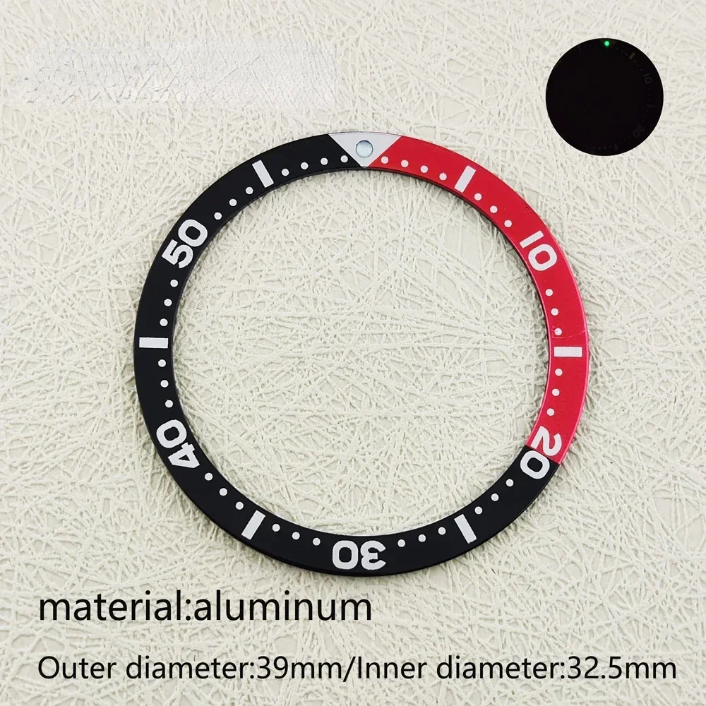 Bisel de reloj de 39mm x 32.5mm, bisel plano de aluminio SKX007 SKX009 SRPD, caja de reloj luminosa, accesorios de reloj de celebridades DIY