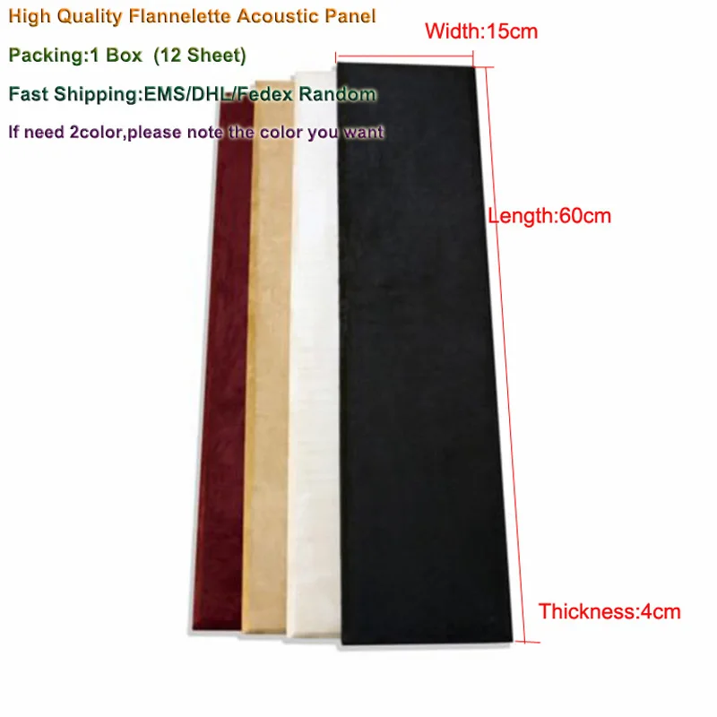 Japan, Korea 1 Box 12Pcs 60x15cm Soft Flannelette Studio Acoustic Panel Professional Soundproof Treatment for Cinema,Piano Room