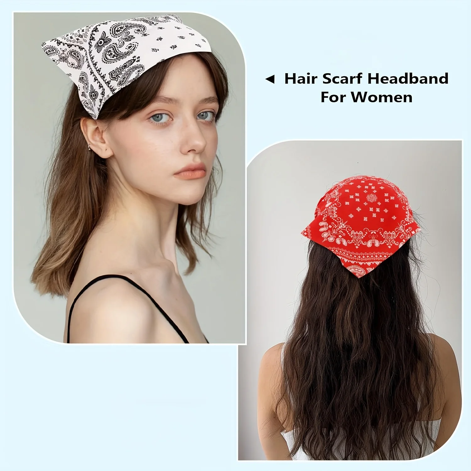 レディース三角弾性ヘッドスカーフ、レトロボヘミアンスタイルの滑り止めヘアアクセサリー4個。