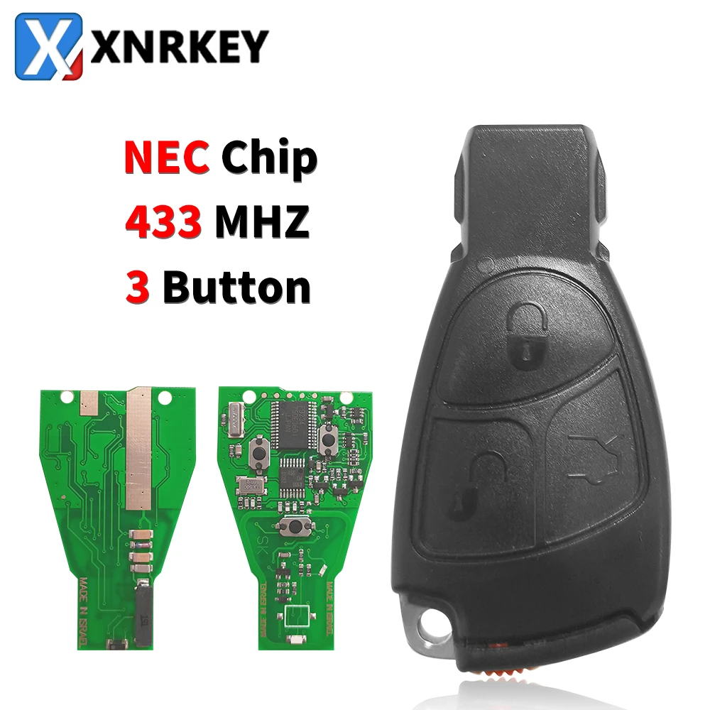 

XNRKEY 3 Button NEC Remote Car Key 433Mhz for Mercedes Benz B C E ML S CLK CL 1996-2005 Car Key