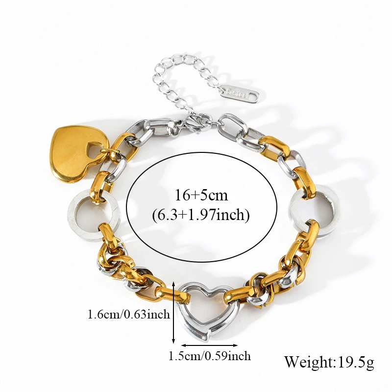 EILIECK 316L Edelstahl Silberfarbenes Herz-Liebes-Charm-Armband für Frauen, Trendiges Wasserdichtes Handgelenk-Schmuckstück, Geschenk für Damen – Detail 14