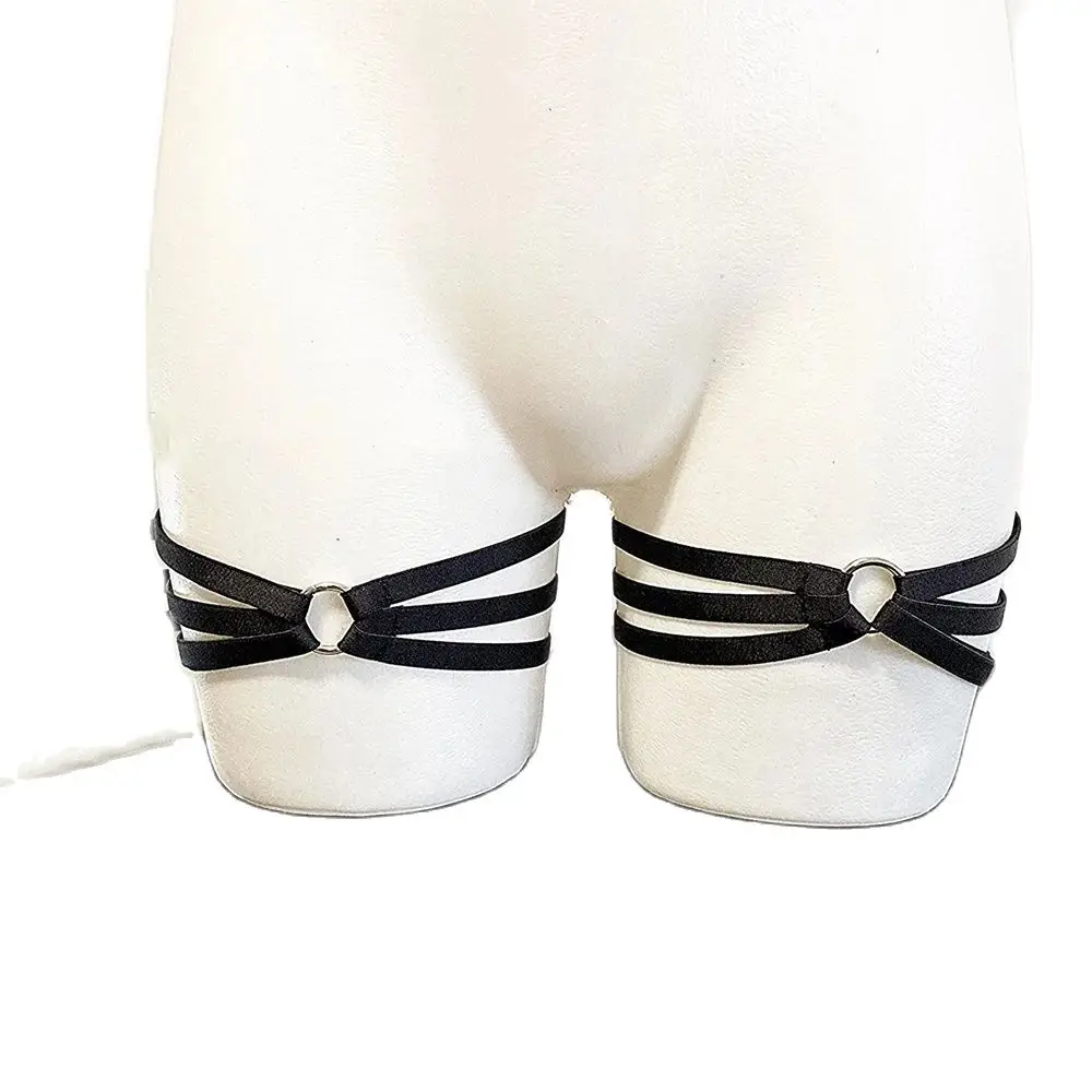 伸縮性の高いレッグサスペンダー、調節可能な黒のハイガーター、シンプルなファッションアクセサリー、フェスティバルに最適