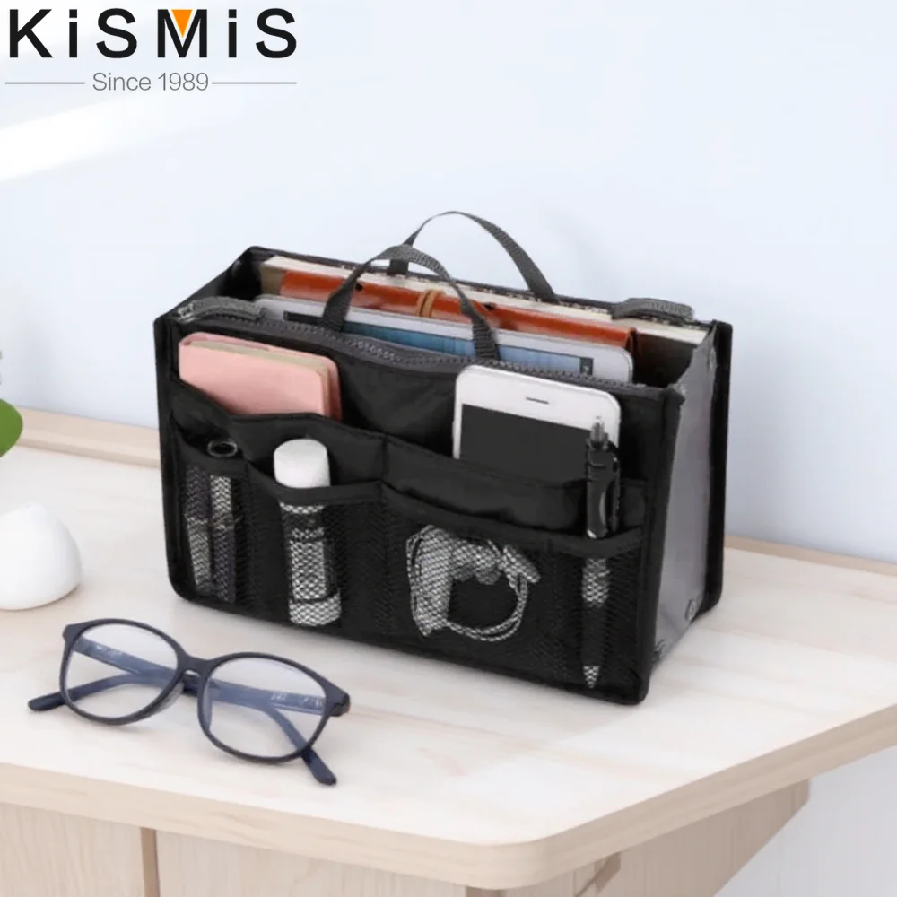 

Multifunctional Nylon Double Zipper Travel Handbag Organizer Storage Bag Purse Insert Cosmetic Case