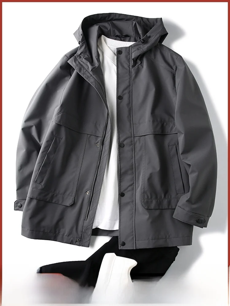 

Американская элитная мужская повседневная ветрозащитная водонепроницаемая куртка с капюшоном свободного покроя осенняя рабочая одежда для отдыха пальто