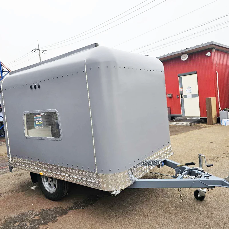 Trailer de carrinho de comida para os EUA Suporte de comida móvel de cozinha compacto de aço inoxidável para vendas de rua Mercado de agricultores mais vendido