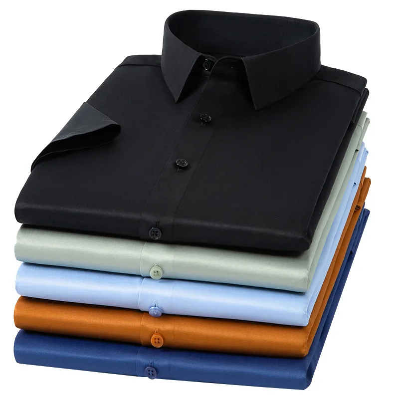 S-6XL Anti-wrinkle Men Shirt Long Sleeve Casual Soft Cozy Business Formal Work White Shirt Men Long sleeved No Pockets