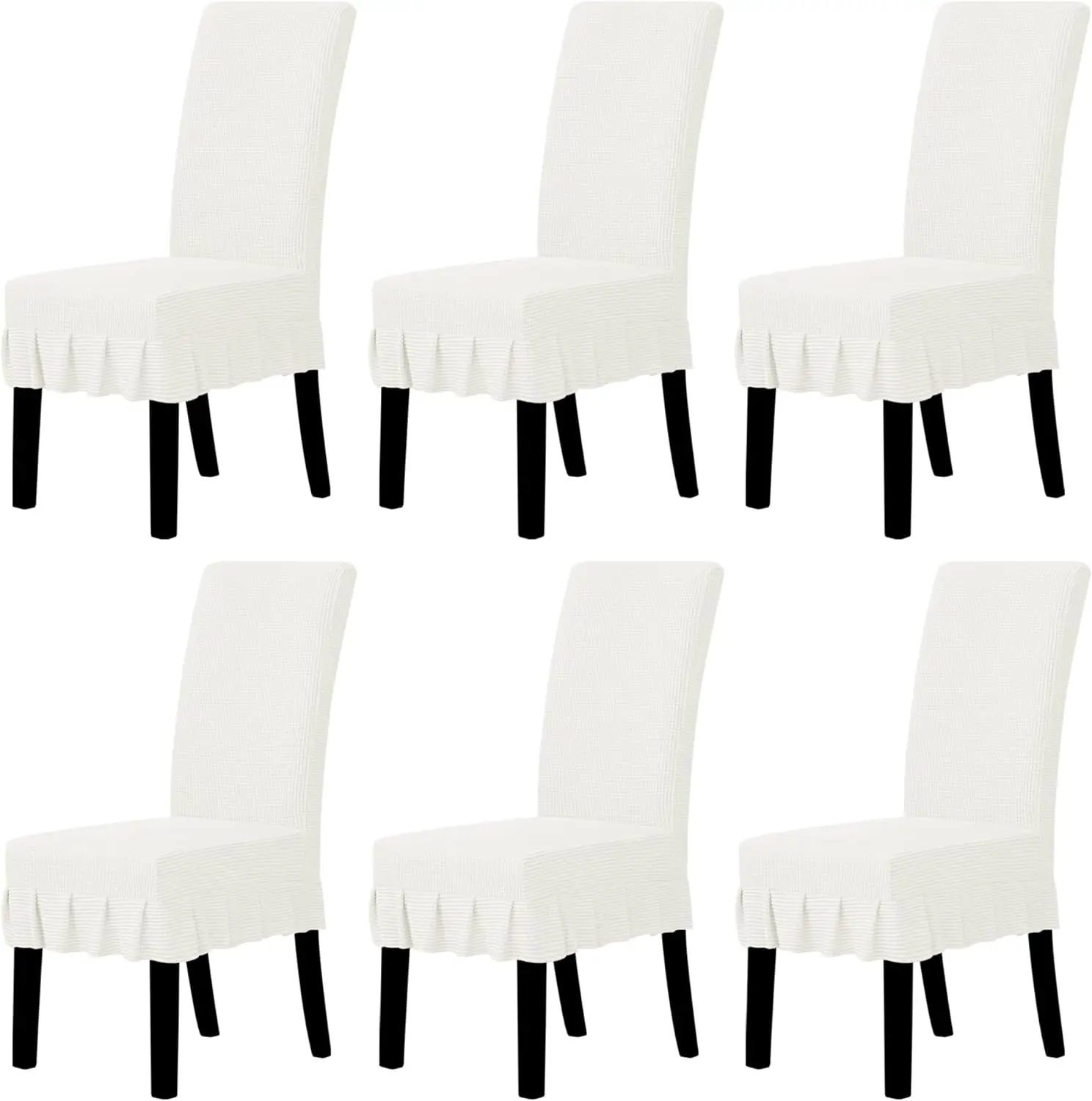 

Dining Chair Covers Stretch Parsons Chair Slipcover With Skirt Chair Covers For Dining Room Restaurant Banquet (6 Pcs, Cream)