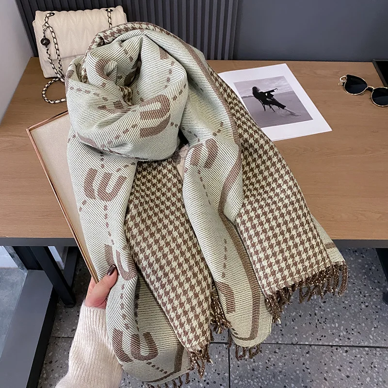 الموضة الفاخرة لينة الأساسية الغزل فو شال كشمير وشاح طويل شتاء دافئ منديل المرأة هدية ربيع الخريف يلتف مزدوجة الجانبين #5