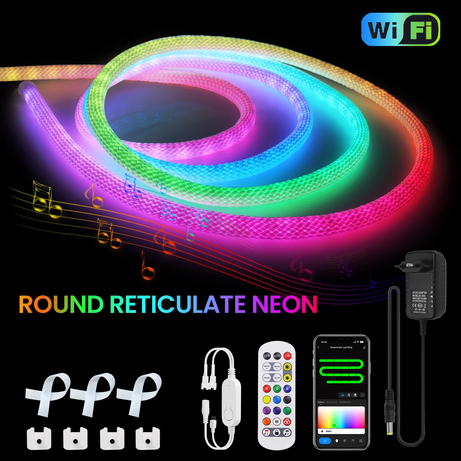 WS2811 360 Degree Round Reticulate LED Neon Strip Addressable WiFi Bluetooth Smart RGBIC Flexible Silicon Light Tape Waterproof